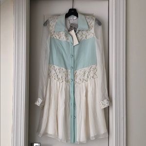 Christian Siriano White/Blue/Gold Dress